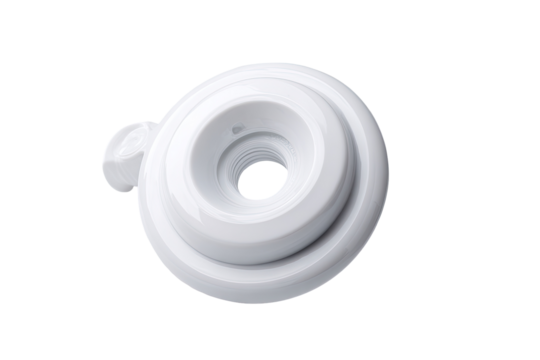 White plastic part rotating on studio background