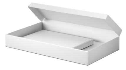 Open white box, product display, studio, packaging mockup