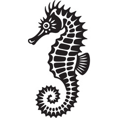 Detailed seahorse illustration isolated on white background, showcasing intricate details and elegant design elements for creative projects
