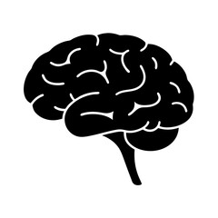 Black brain illustration for medical education and neuroscience research study design element