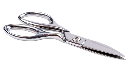 Obraz premium Polished metal scissors, angled view