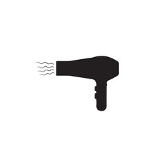 black Hair dryer icon silhouette on clean background