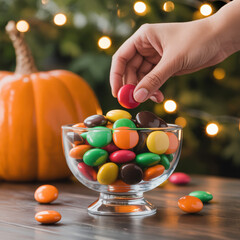 hand holding a glass of candy