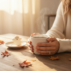 woman holding cup of tea