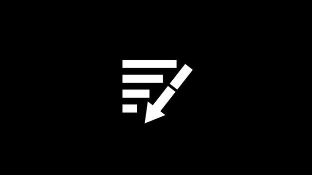 Descending icon animation video. decrease arrow