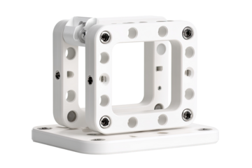 White plastic gimbal, studio shot, isolated, 3D printing, engineering