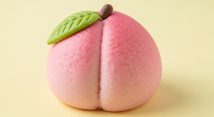 Chinese birthday peach buns on a soft pastel background