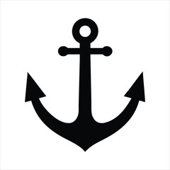 Simple black anchor icon on a white background © shah