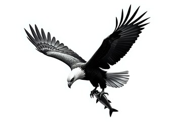 Obraz premium Bald Eagle Carrying a Fish in Flight