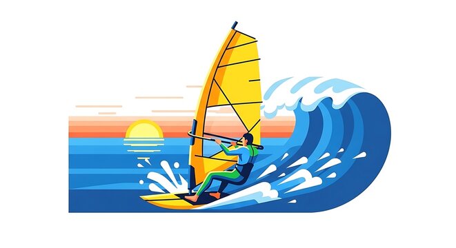 Windsurfer sunset ocean wave. (1)