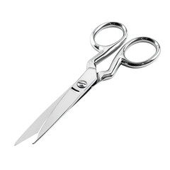 Obraz premium Close-up of polished metal scissors. Sharp blades and ergonomic handles. High-quality craftsmanship. Perfect for precise cutting