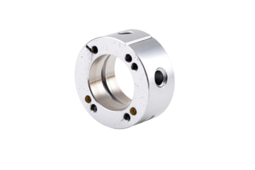 Precision machined aluminum coupling, isolated, studio, industrial background, engineering