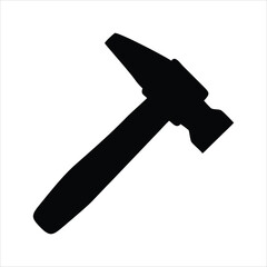 Black silhouette of a hammer on a white background