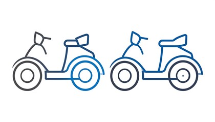 Fototapeta premium Two side profile views of a small vehicle, one in dark grey, the other in blue