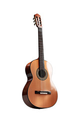 Obraz premium Classical guitar, light brown wood, isolated on black