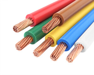 Colorful electric wires and cables