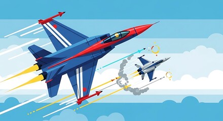 Fighter Jets Aerial Combat Maneuver.