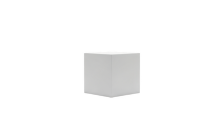 Simple white cube on a white surface isolated on transparent background