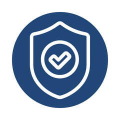 Blue shield with check mark icon for security and safety