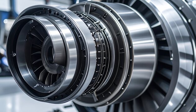 Close-up view of intricate engine components