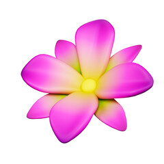 3D Cartoon Pink and Yellow Flowers Isolated PNG