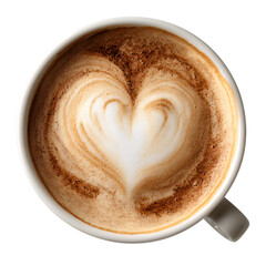 Obraz na płótnie Canvas Latte art heart in a white cup, isolated on transparent background