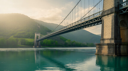 Fototapeta premium bridge over the river in fog