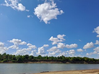 tropical beach with blue sky