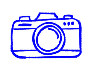 Photo Camera Icon Crayon Chalk Drawing Doodle Vector