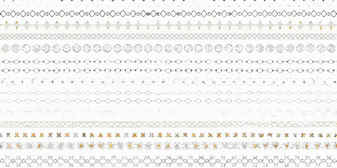 Collection of delicate ornamental borders and dividers in various geometric and floral patterns with subtle gold accents