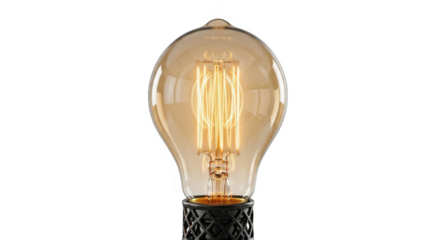 Vintage edison bulb isolated on transparent background casts a warm and inviting glow