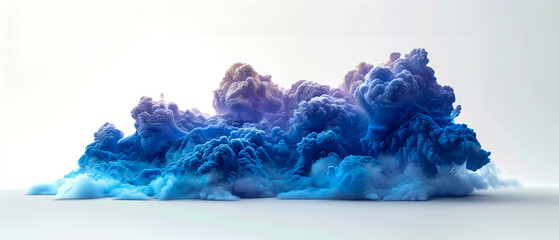 Large dramatic rain cloud with vibrant blue tones and white highlights, symbolizing weather, storm, atmosphere, climate change, powerful sky formation, and natural background design.