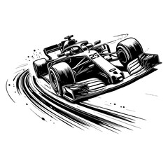 Obraz premium Formula Race Car Carving A Sweeping Corner