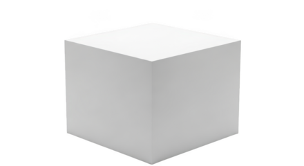 White cube isolated on transparent background, a simple geometric shape in 3d