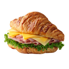 Obraz na płótnie Canvas Ham and Cheese Croissant Sandwich, isolated on transparent background
