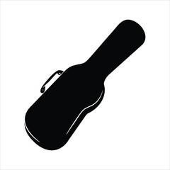 Black silhouette of a guitar case on white background