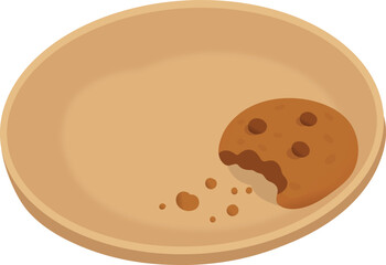 Bitten Cookie on Plate Illustration