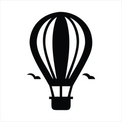 Obraz premium Black silhouette of a hot air balloon ascending with clouds