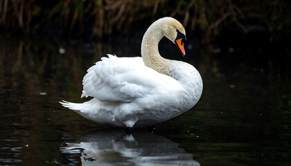 Naklejka premium Elegant swan in a tranquil water scene