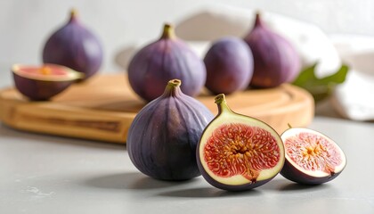 Fresh figs on a wooden board
