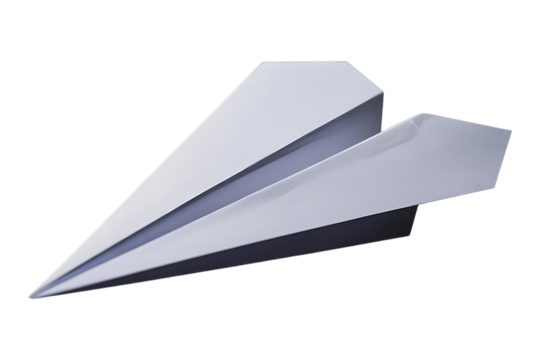 white paper airplane image isolated on a transparent