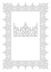 This frame in black line is designed in an Arabic style, perfect for use in Arabic calligraphy, certificates, the Quran, and other decorative works.