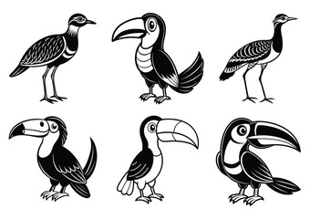 Cartoon Toucan Bird Vector Illustration Set