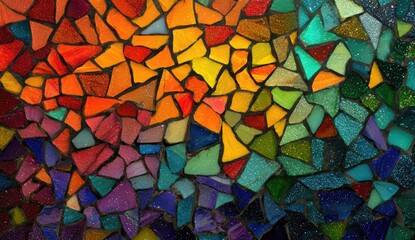 Vibrant mosaic of colorful shards