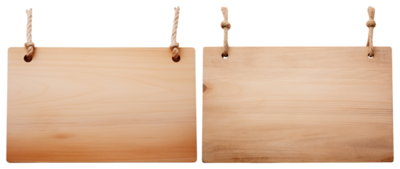 PNG Blank wooden hanging signs, element set on transparent background