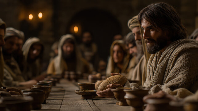 Lamech rests on carpets in a desert camp at night, two women by his side, lamps flickering against goat-skin tents beneath a sky full of stars.
