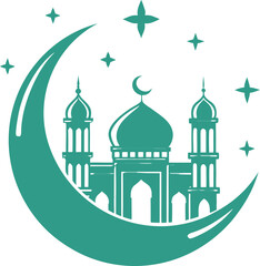 Islamic architecture: silhouette icon of an Islamic mosque