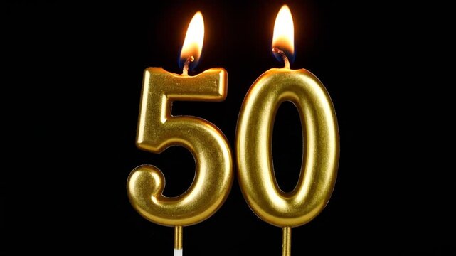 Golden Fifty: Sparkling Candles Celebrating a Significant Milestone Event