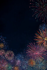 Obraz premium Colorful fireworks bursting in the night sky, creating a festive atmosphere for celebrations (3)