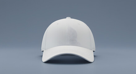Fototapeta premium Minimalist White Baseball Cap on Light Blue Background